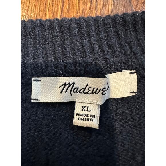 Madewell Women’s Dot Graystone Coziest Yarn Sweater – Blue/Red – Size XL - Picture 4 of 8